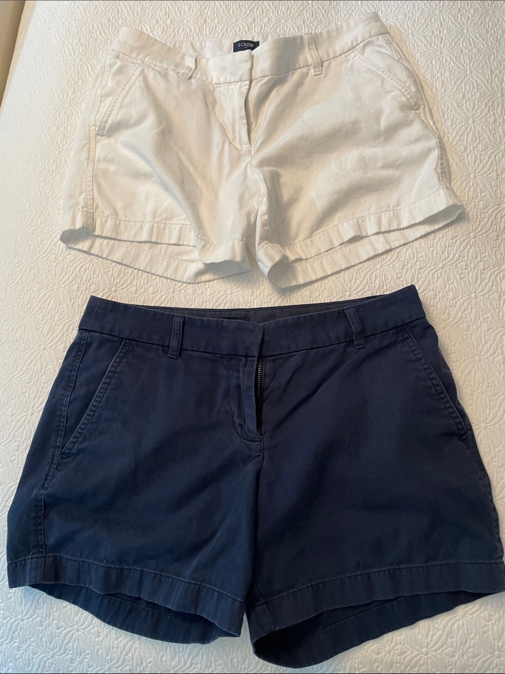 J. Crew White and Navy Chino Shorts Duo